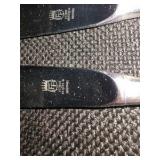 Vintage Fürst Besteck Flatware (Silverware) set in the "Happy Day" pattern, featuring unique dark, rounded handles.