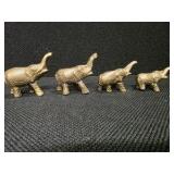 Set of 5 Brass Elephants