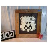 Metal Route 66 Sign - framed