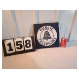 Bell System Public Telephone Wall Mount Sign - 2 Sided