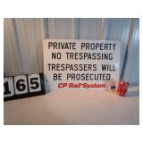 CP Rail System "Private Propetry-No Trespassing" Sign