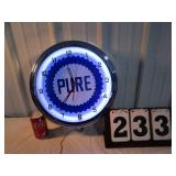 Pure Oil Company Neon Clock