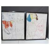 2 Piece Lot of Dog Art - 25" x 31"