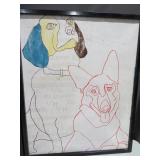 2 Piece Lot of Dog Art - 25" x 31"
