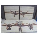 4 Piece Lot of Airplane Wood Art - 24" x 24"