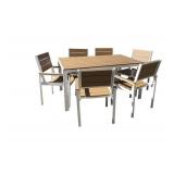 New Winston 7pc Outdoor Dining Set Composite Polywood All Weather Wood White/Brown Rectangular Table - 62" x 34.5" x 28"