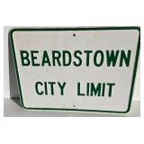 Heavy Embossed "Beardstown" City Limits Retired Street Sign
