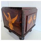 Vintage Wooden Foot Stool - American Theme Wood Inlays