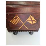 Vintage Wooden Foot Stool - American Theme Wood Inlays