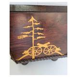 Vintage Wooden Foot Stool - American Theme Wood Inlays