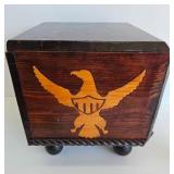 Vintage Wooden Foot Stool - American Theme Wood Inlays