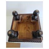 Vintage Wooden Foot Stool - American Theme Wood Inlays