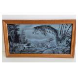 Terry Doughty Largemouth Bass "First Strike" Glass Print Framed Picture