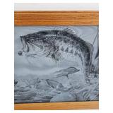 Terry Doughty Largemouth Bass "First Strike" Glass Print Framed Picture