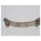 Signed Vintage Native American Sterling Silver Watch Band - Signed "GH"