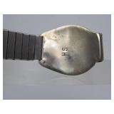 Signed Vintage Native American Sterling Silver Watch Band - Signed "GH"