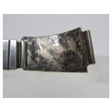 Signed Vintage Native American Inlaid Sterling Silver Watch Band - Signed "ZZY"