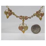 Group of Genuine 10K & 12K Black Hills Gold Necklace & Matching Earrings