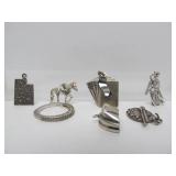 Group of Sterling Silver Jewelry Charms Necklace etc