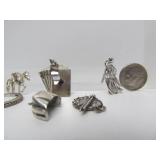 Group of Sterling Silver Jewelry Charms Necklace etc
