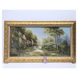 Very Nice LARGE Vintage Framed Signed Street Scene Painting - Signed "Cannon"