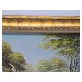 Very Nice LARGE Vintage Framed Signed Street Scene Painting - Signed "Cannon"