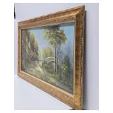 Very Nice LARGE Vintage Framed Signed Street Scene Painting - Signed "Cannon"