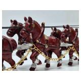 Large Vintage Style Cast Iron Horse Drawn Clydesdales Beer Wagon