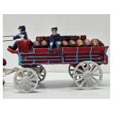 Large Vintage Style Cast Iron Horse Drawn Clydesdales Beer Wagon