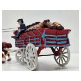 Large Vintage Style Cast Iron Horse Drawn Clydesdales Beer Wagon