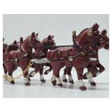 Large Vintage Style Cast Iron Horse Drawn Clydesdales Beer Wagon