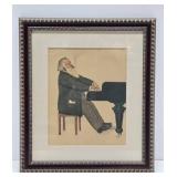 Framed Vintage Print by Willy Von Beckerath - "Johannes Brahms at the Piano"