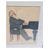 Framed Vintage Print by Willy Von Beckerath - "Johannes Brahms at the Piano"