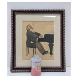 Framed Vintage Print by Willy Von Beckerath - "Johannes Brahms at the Piano"