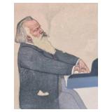 Framed Vintage Print by Willy Von Beckerath - "Johannes Brahms at the Piano"