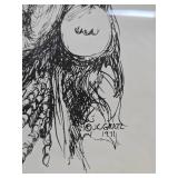 Framed Vintage Chief Joseph Sketch Print w/ Quote