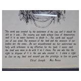 Framed Vintage Chief Joseph Sketch Print w/ Quote