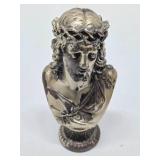 Vintage Silver Plated Cast Metal Bust of Christ