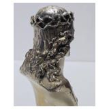 Vintage Silver Plated Cast Metal Bust of Christ