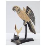 Vintage Hand Carved Genuine Buffalo Horn Parrot Sculpture
