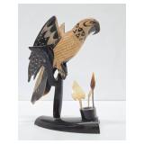 Vintage Hand Carved Genuine Buffalo Horn Parrot Sculpture