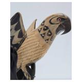 Vintage Hand Carved Genuine Buffalo Horn Parrot Sculpture
