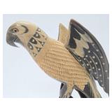Vintage Hand Carved Genuine Buffalo Horn Parrot Sculpture