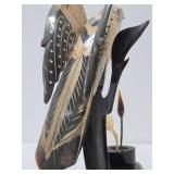 Vintage Hand Carved Genuine Buffalo Horn Parrot Sculpture
