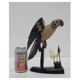 Vintage Hand Carved Genuine Buffalo Horn Parrot Sculpture
