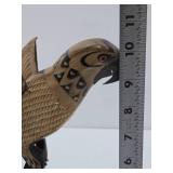 Vintage Hand Carved Genuine Buffalo Horn Parrot Sculpture