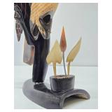 Vintage Hand Carved Genuine Buffalo Horn Parrot Sculpture