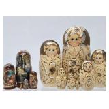 2 Sets of Handpainted Russian Matryoshka Nesting Dolls