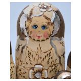 2 Sets of Handpainted Russian Matryoshka Nesting Dolls