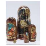 2 Sets of Handpainted Russian Matryoshka Nesting Dolls